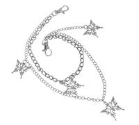 MOBUTOFU Retro Double-layer Butterfly Pants Chain for Unisex Jeans Trousers Cool Decorative Hanging Waist Chain for Fashion Styling