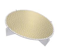 MOBUTOFU Reusable round Shape Cake Stand in Golden Paper Single-tier with Dot Pattern for Displaying and Cakes on Party Tables Or Window Displays