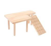 MOBUTOFU Rodent Cage Platform for Chinchilla and Mouse, Wooden Hamster Play Platform with Comfortable Hideout and Solid Wood Climbing Steps, Suitable for Home and Hamster Tanks