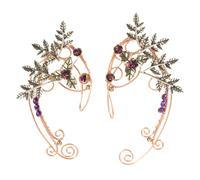 MOBUTOFU Rose Gold Leaf Ear Non-piercing Handmade Fairy Clip Earrings Elegant Hanging Ear Wrap Jewelry for Women Bohemian Chic Accessories