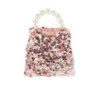 MOBUTOFU Sequin Crossbody Bag Pearl Handle, Mini Sparkly Shoulder Bag for Travel and Everyday Use, Pink Small Handbag for