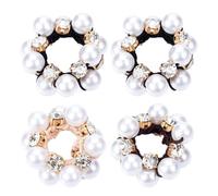 MOBUTOFU Set of 4 Women Ponytail Helpers Hair Ties with Pearls and Rhinestones, Elastic Abs Material Hair Rope, Practical and Easy to Wear Accessories for Dating and Festival