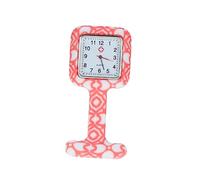 MOBUTOFU Silicone Nurse Watch Square Printed Medical Hanging Watch for Women Random Floral Design Waterproof Pocket Clip for Nurses and Healthcare Professionals