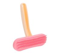 MOBUTOFU Silicone Pet Comb Brush for Small Pets and Chinchillas, Efficient Hair Collection and Easy Cleaning, Pink Handheld Bunny Brush with User-friendly Design for Rabbit Hair Removal