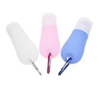 MOBUTOFU Silicone Travel Bottles and Pvc Bag with Keychains 7pcs Easy to Take and Sealing Well, Refillable Squeeze Bottles Random Color for Travel Toiletries