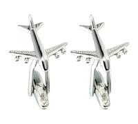 MOBUTOFU Silver Airplane Cufflinks Pair for Men, Novelty Aircraft Shirt Cuff Buttons, Business and Wedding Accessories, French Style Metal Clothes Jewelry