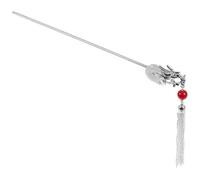 MOBUTOFU Silver Metal Dragon Resistant to Fade Hair Stick with Tassel Decoration Antique Classical Style Hair Pin for Weddings and Cosplay