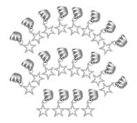 MOBUTOFU Silver Star Hair Hollow Star Design 20pcs for Braids Lightweight Alloy Hair Accessories for Parties and Special Occasions
