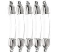 MOBUTOFU Small Glass Vials and Holding Shells with Screw Lids 5pcs Tiny Wishing Bottles for Souvenir Storage Silver Metal Caps, for DIY Crafts and Jewellery Making