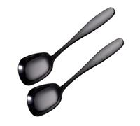 MOBUTOFU Soup Spoons Dishwasher-Safe and Easy to Clean Stainless Steel 2 Pcs with Square Flat Bottom, Thickened Polished Design for Home, School and Banquet Use