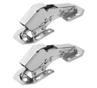 MOBUTOFU Spring Loaded Heavy Duty Stainless Steel Soft Closing Frog Hinges 2Pcs Buffer Hinges for Wardrobe and Cupboard Doors with Shock Absorption