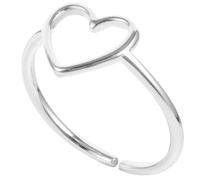 MOBUTOFU Sterling Silver Heart Opening Ring for Women 925 S925 Pure Silver Adjustable Geometric Heart Band Jewelry Minimalist for Everyday Wear