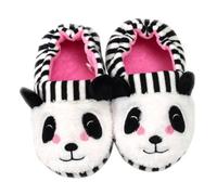 MOBUTOFU Striped Panda Slippers Non Slip Winter Indoor Shoes Lightweight Elastic Heel Covered Warm Footwear for Boys Bedroom Kitchen Dorm