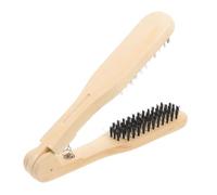 MOBUTOFU Sturdy Brown Plastic Hair Straightening Comb with Double Brush Design Anti-static Feature for Women Hair Styling and Detangling in Daily Use