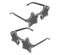 MOBUTOFU Sunglasses Plastic Frame for Women Star Shaped 2pcs Rimless with Rhinestone Decoration Trendy Novelty Eyewear for Social Sharing and Travel Checkins