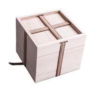 MOBUTOFU Tea Cup Wooden Box Square Paulownia Yellow Cotton Lined Suitable for Gift Storage and Tea Collection