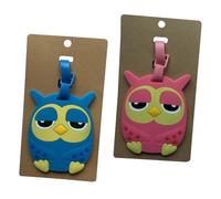 MOBUTOFU Travel Luggage Tags Owl Shape Silicone Suitcase Identifier Labels for School Bag Tags 2Pcs Cartoon Baggage Markers Random Color