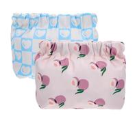 MOBUTOFU Travel Makeup Organizer 2Pcs Mini Cosmetic Bag Leaf and Heart Printed Small Pouch for Women Portable Handheld Lipstick Bag with Spring-Loaded Opening