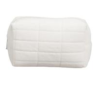 MOBUTOFU Travel Toiletry Bag with Good Capacity and Good Seal, White Polyester Makeup Carrying Case with Nice Shape for Organising Cosmetics on The Go