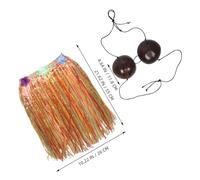 MOBUTOFU Tropical Luau Grass Skirt Costume Set with Natural Coconut Shell and Colorful Grass Skirt for Hawaiian Beach Party Dance and Summer Festival Outfits