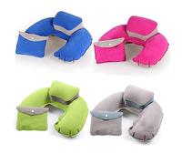 MOBUTOFU U-shaped Inflatable Pillow Head Neck Cushion for Travel Camping Outdoor Use Lightweight Compact Design for Easy Carrying with Earplugs