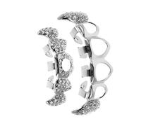 MOBUTOFU Vampire Fang Decorative Teeth Grill Set Comfortable Hollow Design for Cosplay Halloween Parties Lightweight Copper Rhinestone Jewelry for Men Women