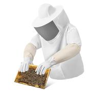 MOBUTOFU Ventilated Beekeeping Suit with Elastic Cuff Gloves and Zippered Veil Thickened Fabric Protective Jacket for Men and Women Beekeepers Fit Work Clothes
