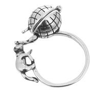 MOBUTOFU Vintage Cat Aromatherapy Ring for Women Men - Adjustable Open Mini Locket with Essential Oil Diffuser, Hollow Retro Design, Portable Statement Jewelry