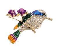 MOBUTOFU Vintage Enamel Bird Brooch with Crystal Rhinestones Zinc Alloy Animal Pin for Women S Clothing and Coats Elegant Magpie Design Safety Pin Jewelry Accessory