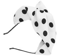 MOBUTOFU Vintage French Dot Beret Fascinator Fabric Headband for Women, Retro Half Hat Hair Accessory with White Black Polka Dots, Suitable for Cosplay and Elegant Occasion