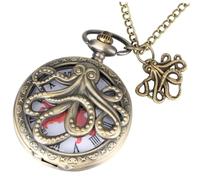 MOBUTOFU Vintage Metal Octopus Pocket Watch Retro Style Classic Hanging Men’s Pocket Watch with Chain Portable Retro Adornment for Daily Wear and Special Occasions