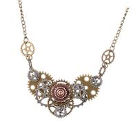 MOBUTOFU Vintage Steampunk Gear Pendant Necklace for Women Gothic Cogs Design Chic Punk Style Jewelry Unique Retro Statement Accessory for Costume and Daily Wear