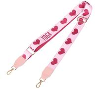 MOBUTOFU Wide Adjustable Pink Canvas Purse Strap with Heart Print and Gold Hook for Women’S Handbags, Crossbody Shoulder Strap Replacement for Travel and Daily Use