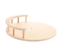 MOBUTOFU Wooden Cat Shelf for Climbing Rack round Chipboard Cat Board Perch Detachable with Pre-drilled Holes and Mounts Khaki and Kittens Add-on