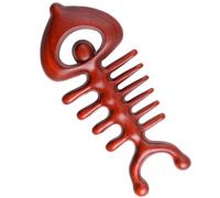 MOBUTOFU Wooden Fish Bone Shaped Massage Comb Brown for Scalp and Body Massage, Simple Handheld Massager Tool Wooden Craft Massager Suitable for Family and Outdoor Use