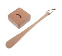 MOBUTOFU Wooden Long Handle Shoe Horn Lifter Shoehorn Tool Polished Wood Protecting Delicate Shoes Reducing Back Strain Seniors Women Entryway Households Stable Base 30cm