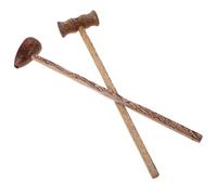 MOBUTOFU Wooden Massage Hammer Set for People Sitting in Front of Computers 2pcs with Bamboo Joint Oval Shape, Lightweight Design to Pressure Points for Back and Feet