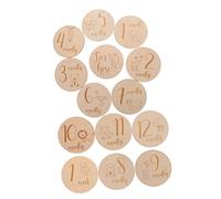 MOBUTOFU Wooden Monthly Cards Circles Learning Announcement Sign for Newborn Photoshoot Months Signs Birth Announcement Cards Wooden Discs for First Year