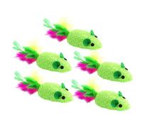 MOBUTOFU Woven Mouse 5pcs for Cats Interactive Teaser Props Green Braided Shape Cat for Kittens and Cats