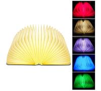 MOBXPAR Folding Book Lamp Mood Light, 5 Colors Novelty LED Night Light Book-Shaped Desk Light, USB Rechargeable Wooden Bedside Table Lamp for Home Decor Birthday Gift