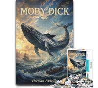 Moby Dick Whale Ocean Wooden Puzzle for Adults, 300 Pieces | Adult Jigsaw Puzzle: solo or shared puzzle time over several sessions.