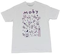Moby Mens T-Shirt Alien Drawings All Over On White O Neck Tee