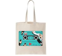MOBY PLAY CASSETTE Canvas Tote Bag - Reusable Cotton Shopping Bag, Natural