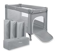 Moby-System Baby Travel Cot - 2in1 Cot and Playpen - Anti-Folding Protection System - Load Capacity up to 15 kg - Side Opening, Wheels, Quick Folding with Carry Bag