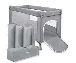 Moby-System Baby Travel Cot - 2in1 Cot and Playpen - Anti-Folding Protection System - Load Capacity up to 15 kg - Side Opening, Wheels, Quick Folding with Carry Bag