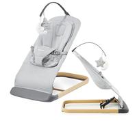 Moby-System Foldable Baby Bouncer & Rocker Chair 6 Months Plus 2 in 1 - Adjustable Baby Bouncy Chair with Removable Mattress, 3-Position Tilt - Comfortable Cradle for Rest & Play, Up to 9kg - Grey