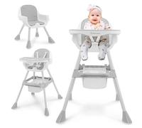 Moby-System High Chair for Babies & Toddlers | 2in1 Adjustable High Chair with Tray and Faux Leather Cover - Grey, 6 Months Magnolia