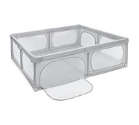 Moby-System Playpen Baby Playpen, Activity Centre for Children Indoor with Non-Slip Base, Stable, Protective Gate, Waterproof Material, Transport Bag, 200 x 180 cm, Grey