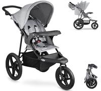 Moby-System Sport Stroller Pram for Jogging, Tricycle, Running Pushchair, for Children up to 15 kg, Foldable, Shopping Basket, Sun Canopy, All Terrain, Grey