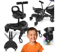 Moby-System Universal Platform Board for a Pram with a Seat for The Older Child fits Any Trolley, LED Wheels, Sit Stroller Board, Pram Pushchair Connector, Seat Standing Board, Black